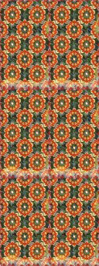 Damask arkaplanı tekerrür ediyor. Turuncu ve kahverengi renklerde altın element. Antika altın tekrarlanabilir duvar kağıdı. Barok tarzında altın çiçek süsü..