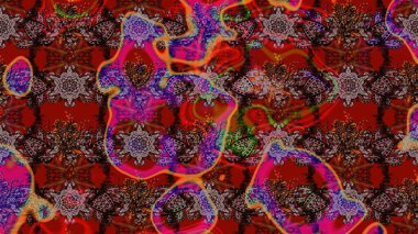 Düz Çiçek Elementleri Tasarımı. Çiçekli çizim şekli. Renkli Bahar Teması eskiz kalıbı. Kahverengi ve kırmızı renkte çiçekler.