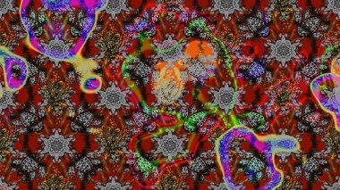 Raster illüstrasyonu. Asya tekstil tarzında. Gri ve kahverengi renkli çiçekler. Çiçek desenli çizim. Renkli Bahar Teması eskiz kalıbı. Düz Çiçek Elementleri Tasarımı.