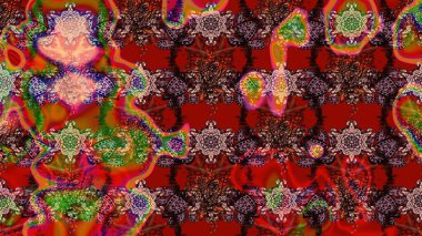 Çizim çiçek deseni duvar kâğıdı olarak kullanılabilir. Kırmızı ve kahverengi renkte çiçekler. Raster illüstrasyonu.