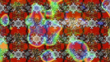 Kahverengi ve gri zarif küçük çiçekler ve kahverengi ve gri renkli komik böcekler, raster desen, illüstrasyon.