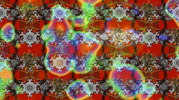 Kahverengi ve gri zarif küçük çiçekler ve kahverengi ve gri renkli komik böcekler, raster desen, illüstrasyon.