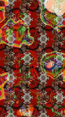 Raster deseni. Nazik, yaz çiçekleri kahverengi ve kırmızı renklerde. Raster illüstrasyonu. Küçük çiçekte sevimli çiçek deseni var..