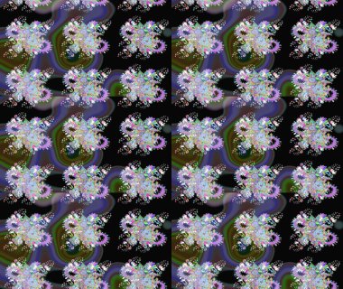 Küçük çiçekli basit bir çiçek çizimi. Siyah renkte sevimli çiçekler. Moda baskısı, albüm, ambalaj kağıdı ve duvar kağıdı için zarif dekoratif süslemeler. Raster illüstrasyonu.