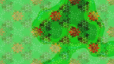 Raster illüstrasyonu. Suluboya tarzında yeşil ve nötr renklerde. Küçük çiçekli bahar deseni çiz.