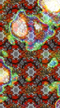 Güzel, parlak, pürüzsüz kumaş, tuval. Desen, çizim, çiçek sınırı. Çiçek çelengi. Raster illüstrasyonu. Eski moda arka plan. Kıvırcık, parlak örgü.