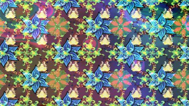 Düz Çiçek Elementleri Tasarımı. Eskiz klasiği. Renkli Bahar Teması eskiz kalıbı. Raster Şirin kumaş deseni.