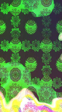 Düz Çiçek Elementleri Tasarımı. Renkli Yaz Temalı eskiz kalıbı. Yeşil ve gri renkli çiçekler. Raster illüstrasyonunda çiçek deseni çizimi.