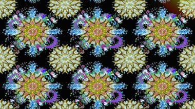 Çiçeksiz desenli nakış işlemeli gelincikler ve vadideki zambaklar. Tekstil tasarımı için siyah ve nötr renklerde geleneksel halk çiçekleri buketi.