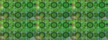 Geleneksel raster ve altın desen. Damask pürüzsüz süsü. Klasik oryantal desen yeşil ve gri renkler üzerinde.