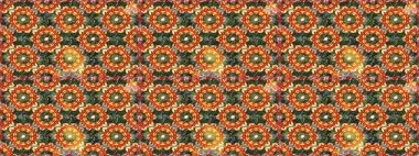 Damask kusursuz yinelenen arkaplan. Turuncu ve kahverengi renklerde altın element. Barok tarzında altın çiçekli süs. Doku arkaplanı üzerine altın duvar kağıdı.