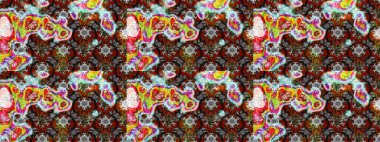 Gri ve kahverengi renkli gri ve kahverengi papatya deseni. Raster illüstrasyonu. Gri ve kahverengi renklerde.