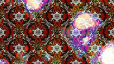 Çiçekli ipek eşarp. El çizimi çiçek unsurları olan soyut çizim raster deseni. Retro tekstil tasarım koleksiyonu. Kahverengi ve gri üzerine kahverengi ve gri. 1950 'ler-1960' lar motifleri.