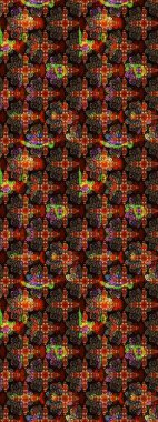 Kahverengi ve siyah renkli küçük çiçekler ve kahverengi ve siyah renkli komik böcekler, raster deseni, illüstrasyon.