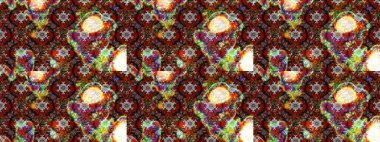 Çiçekli karalama şeklinde Raster çiçek deseni. Yumuşak, bahar çiçekli arka plan. Kahverengi ve kırmızı renkte çiçekler.