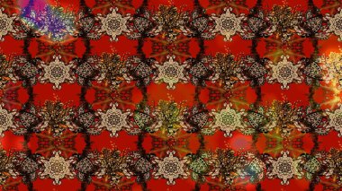 Raster. Kahverengi ve kırmızı renkte güzel çiçekli eskiz deseni, suluboya çiçek deseni, duvar kağıdı, kart veya kumaş için fayanslı.