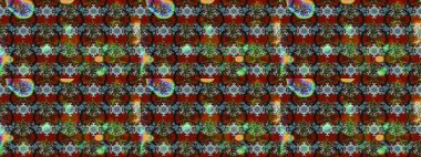 Raster illüstrasyonundaki çiçek desenli çizim. Kırmızı ve kahverengi renkte çiçekler. Renkli Yaz Temalı eskiz kalıbı. Düz Çiçek Elementleri Tasarımı.