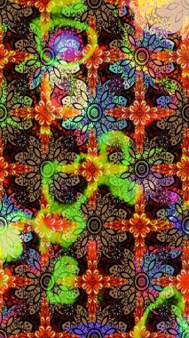 Raster Illustrasyon 'daki Çiçek Deseni' nin son moda çizimi. Siyah ve kahverengi renkte çiçekler. Renkli Yaz Temalı eskiz kalıbı. Düz Çiçek Elementleri Tasarımı.