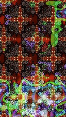 Modern çiçek arkaplanı. Parlak renkli çiçekleri olan ve kahverengi ve siyah renkli yaprakları olan harika bir çiçek deseni. Moda baskıları için zarif bir şablon. Halk stili.