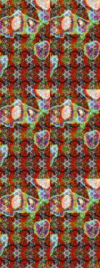 Kahverengi ve gri arka planda. Elle çizilmiş çiçek desenli Raster çizimi. Çocuksu tasarım. Tekstil, kumaş, ambalaj, hatıra defteri için güzel çiçek arkaplanı..