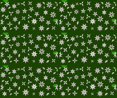 Raster düz çiçek çizim deseni. Hediye ambalaj kağıdı, tebrik kartları, posterler ve pankart tasarımı. Yeşil renkte çiçekler.