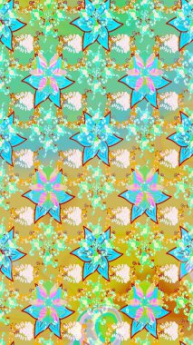 Bir sürü mavi soyut çiçekli tropikal eskiz deseni. Küçük çiçekteki sevimli çiçek deseni. Varicoloblue raster çizimi.