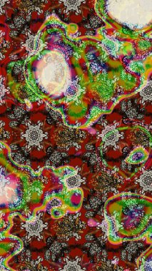 Kumaş, duvar kağıdı ve kağıt üzerine baskı yapmak için gelişen arka plan. Moda arka planında parlak buketler. Raster illüstrasyonu. Eski usul küçük çiçekli şirin bir eskiz deseni..