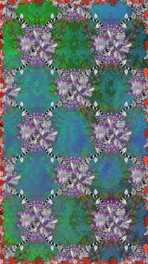 Sorunsuz çiçek deseni kaydırma kağıt, davet, el ilanı, afiş veya Web sitesi Web sitesi arka plan duvar kağıdı için kullanılabilir. Elle çizilmiş Raster resim. Doodle unsurları.