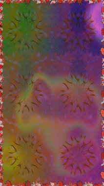 Düz Çiçek Elementleri Tasarımı. Sevimli çiçek raster deseni. Renkli Bahar Temalı Kusursuz Arkaplan. Kahverengi ve mor renkte çiçekler.