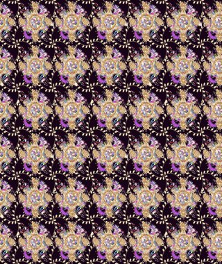 El çizimi. Çiçekler, dallar, bitkiler ve çiçekler. Raster illüstrasyonu. Güzel kumaş deseni.