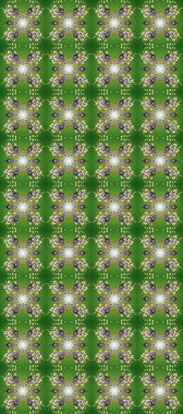 Raster illüstrasyonu. Dekoratif simetri arabesk. Kusursuz ortaçağ çiçek deseni. Altın yeşile, gri ve nötr renklere. Doğum günü, davetiye ya da afiş için tebrik kartı.