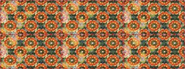 Turuncu ve kahverengi renkli ve altın elementli klasik, dikişsiz desen. Raster illüstrasyonu.