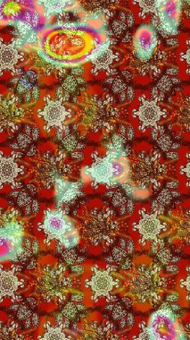 Renkli Bahar Teması eskiz kalıbı. Taslak desenli, modaya uygun kumaş deseni. Düz Çiçek Elementleri Tasarımı. Şirin çiçek elementleri. Raster illüstrasyonu.