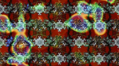 Raster illüstrasyonundaki çiçek desenli çizim. Kahverengi ve kırmızı renkte çiçekler.