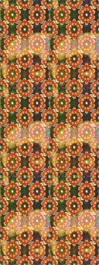 Kahverengi ve turuncu renklerde altın. Doğum günü kartı, davetiye ya da afiş için iyidir. Dekoratif simetri arabesk. Kusursuz ortaçağ çiçek deseni. Raster illüstrasyonu.