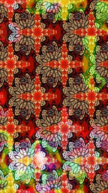 Raster illüstrasyonu. El çizimi. Çiçekli, yapraklı, çiçek desenli çizim..