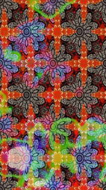 El çizimi çiçekli soyut çizim kalıbı. Kahverengi ve bej renkli çiçekler. Raster illüstrasyonu.