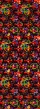 Raster illüstrasyonu. Küçük çiçekli yay deseni çiz. Suluboya tarzında kahverengi ve siyah renkler üzerine.