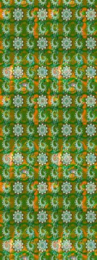 Raster suluboya çiçek deseni, narin çiçekler, yeşil ve kahverengi çiçekler, tebrik kartı şablonu. Raster Güzel kumaş deseni.