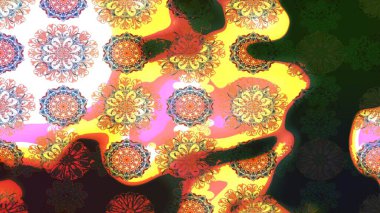 Düz Çiçek Elementleri Tasarımı. Gri ve turuncu renkli çiçekler. Renkli Bahar Teması eskiz kalıbı. Raster illüstrasyonunda çiçek deseni çizimi.