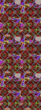 Raster deseni. Gri ve kırmızı renklerde bahar çiçekleri. Patlayan çiçekler soyut olarak yerleştirilmiş. Raster illüstrasyonu.