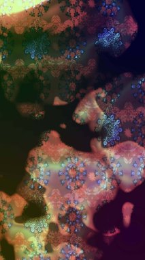 Kahverengi renkli Asya tekstili. Çiçek desenli çizim. Raster illüstrasyonu.