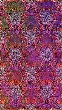 Küçük çiçekteki sevimli çiçek deseni. Raster illüstrasyonu. Yumuşak, yaz çiçekleri mor ve kahverengi renklerde. Raster deseni.