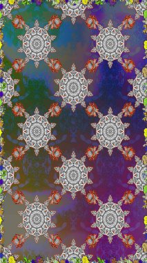 Renkli Bahar Temalı Kusursuz Arkaplan. Düz Çiçek Elementleri Tasarımı. Gri ve kahverengi renkli çiçekler. Güzel çiçek deseni..