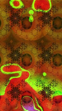 Düz Çiçek Elementleri Tasarımı. Renkli Bahar Teması eskiz kalıbı. Kahverengi ve yeşil renkli çiçekler. Raster illüstrasyonunda çiçek deseni çizimi.