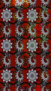 Raster illüstrasyonundaki çiçek desenli çizim. Suluboya tarzında gri ve kırmızı renkte çiçekler.