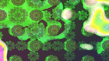 Sketch Colour Spring Theme eskiz kalıbı. Sevimli çiçek raster deseni. Düz Çiçek Elementleri Tasarımı. Yeşil ve kahverengi renkte çiçekler.