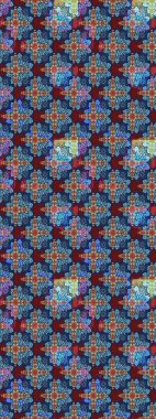 Renkli etnik çiçeklerle süslenmiş zarif bir eskiz şekli. Asya Tekstil 'inde Raster Çiçek İllüstrasyonu.