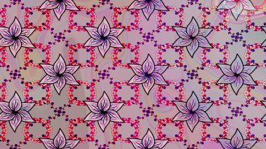 Raster illüstrasyonu. Tarafsız ve gri renklerde Asya tekstil tarzında. Suluboya çiçekli çiçek deseni.