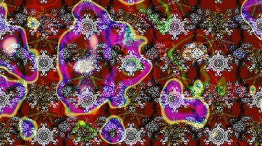 Çizim çiçek deseni duvar kâğıdı olarak kullanılabilir. Raster illüstrasyonu. Gri ve kırmızı renkte çiçekler.